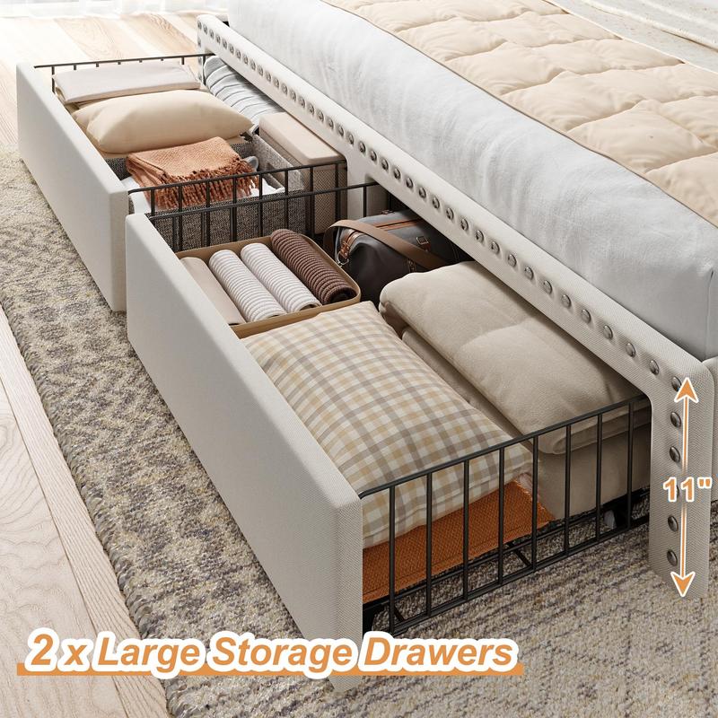 Luxury Upholstered Bed Frame with Storage