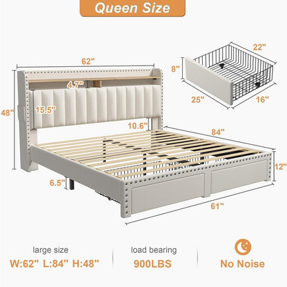 Luxury Upholstered Bed Frame with Storage