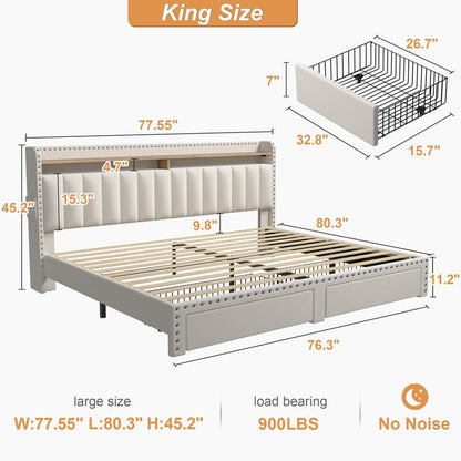 Luxury Upholstered Bed Frame with Storage