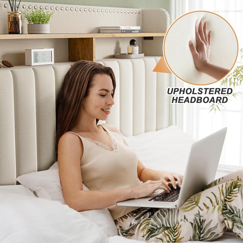 Luxury Upholstered Bed Frame with Storage